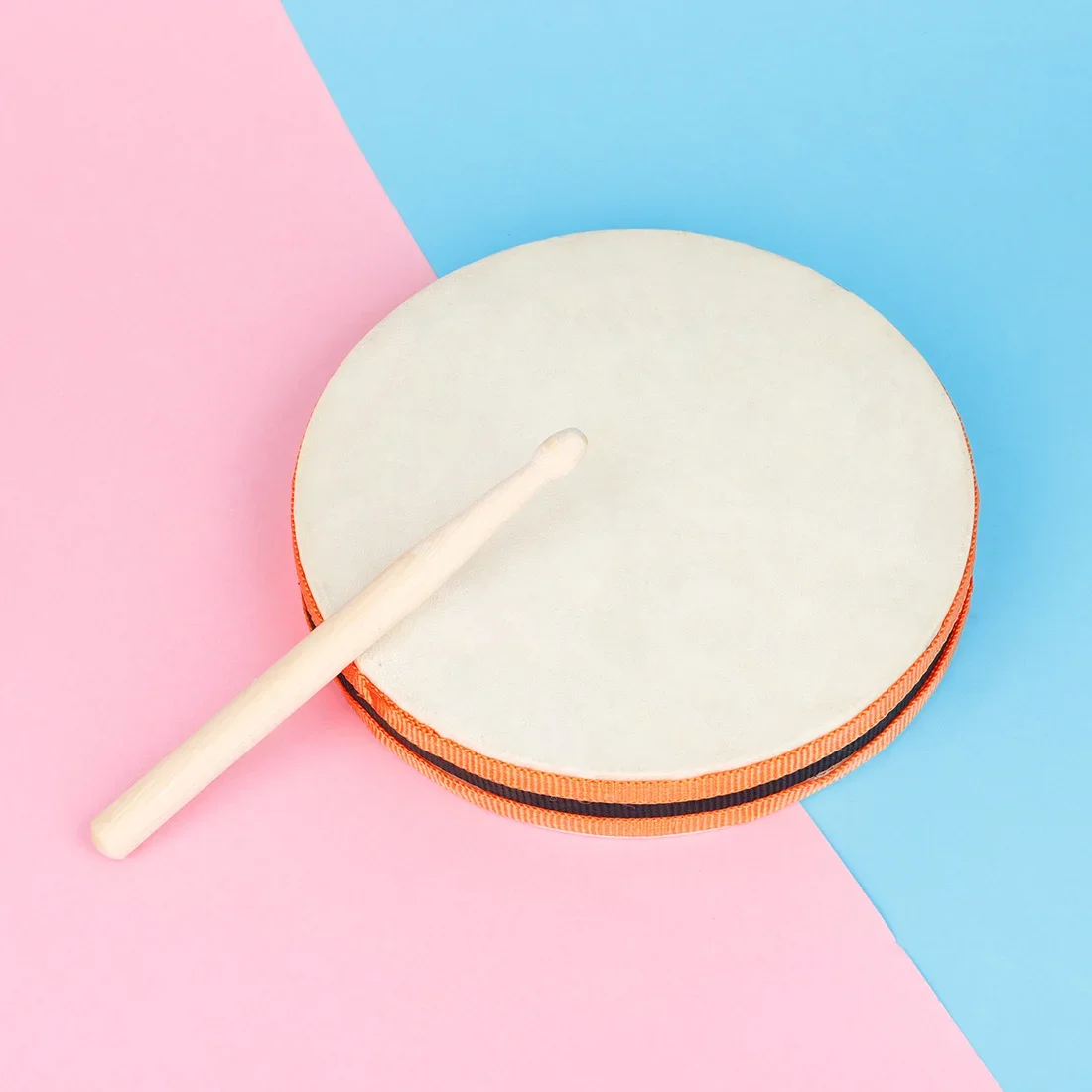 Tragbare Handtrommel Doppelseite mit Trommel stock Tamburin Kinder Erleuchtung Musikspiel zeug Handtrommel Percussion Bildung Spielzeug Image