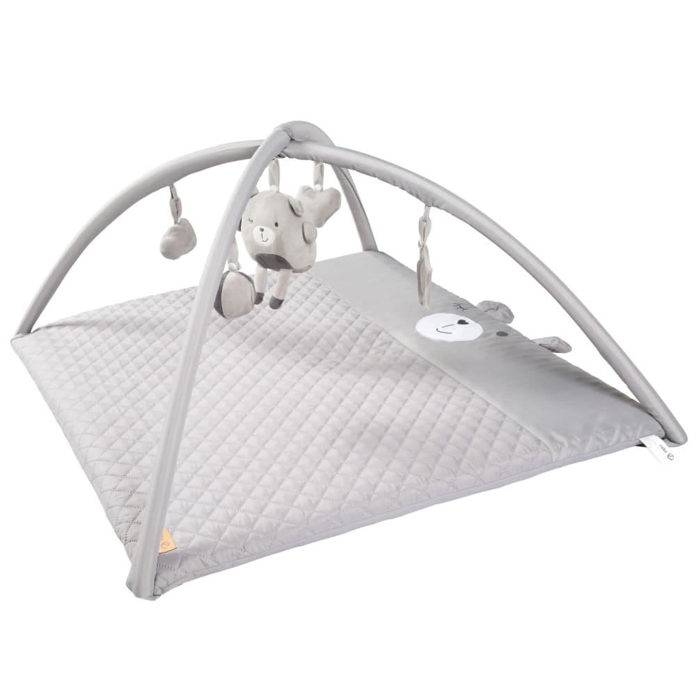Tappeto gioco 85x75 con archi e 5 giocattoli - grigio