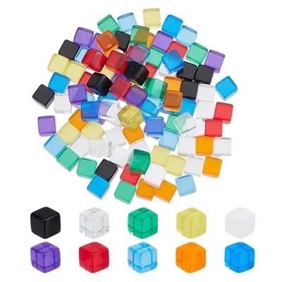 500/100PCS Board Game Props Clear Acrylic Square Cubes Blocks 10MM Kids Educational Sensory Training Image