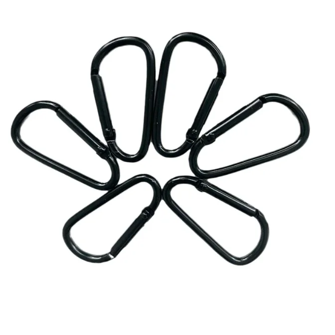 10 Stück schwarzer Aluminium-Karabiner D-Ring Schlüsselanhänger Clip Camping Schlüsselanhänger Karabinerhaken Outdoor-Reiseset Campingausrüstung Image