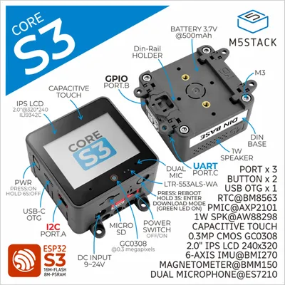 M5Stack CoreS3 ESP32S3 loTEntwicklungskit für Heimwerker und Smart Control Image