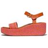 Keilsandalette FITFLOP "PLATFFORMS WOVEN WEDGE", Damen, Gr. 38, orange (orange, rose), Leder, Textil, geflochten, modisch, Schuhe, Plateau Sandale, Sommerschuh in raffinierter Optik