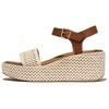 Keilsandalette FITFLOP "PLATFFORMS WOVEN WEDGE", Damen, Gr. 38, braun (braun, beige), Leder, Textil, geflochten, modisch, Schuhe, Plateau Sandale, Sommerschuh in raffinierter Optik