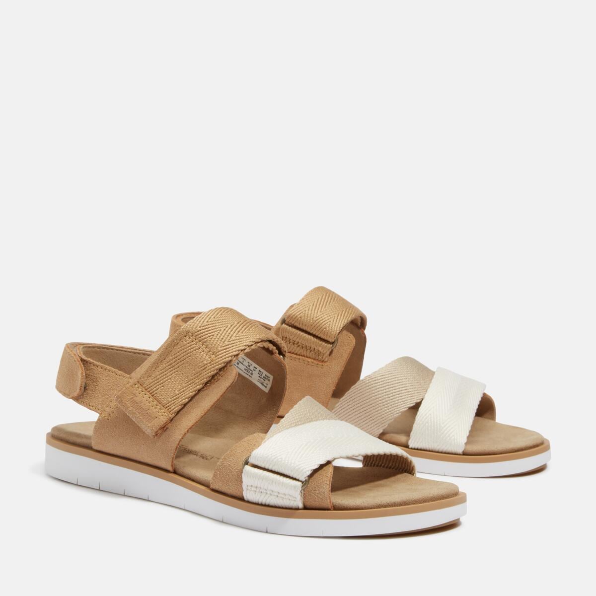 Sandale TIMBERLAND "ADLEY SHORE BACKSTRAP SANDAL", Damen, Gr. 38, beige (md beige sue), Leder, Synthetik, Schuhe Sandale