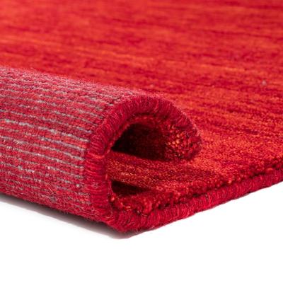 Wollteppich MORGENLAND "Uni - Gabbeh Teppich - Softy", rot, H:1,6mm Ø:150cm, Schurwolle, Teppiche, Gabbeh Optik, Uni Farben, reine Wolle, sehr weicher Flor, Wohnzimmer Image