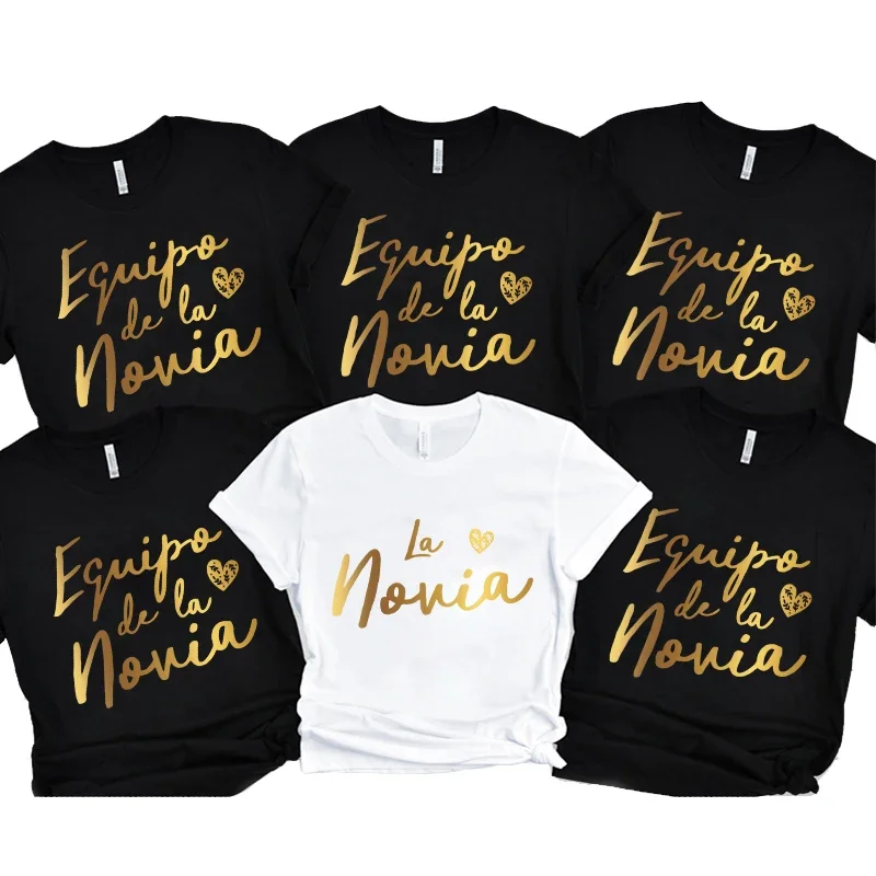 Team Bride Brautjungfer T-Shirt Spanische Mädchen Bachelorette Junggesellinnenabschied für Frauen Blusen Single Farewell Tops Braut Hochzeit T-Shirts Image