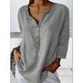 Blusa casual elegante da donna con collo a girocollo camicia regolare a maniche 3/4 uso quotidiano adatta per l'estate e la primavera.