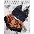Completo pigiama senza maniche casual alla moda da donna - 2 pezzi top e pantaloni in raso per uso quotidiano in casa in estate e primavera