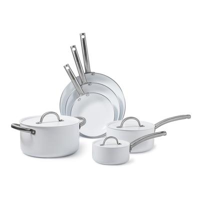 BLACK+DECKER 9-Piece Ceramic Aluminum Cookware Set, White