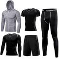 Set da uomo di abbigliamento sportivo attivo maglia a maniche lunghe abbigliamento termico per l'allenamento fitness palestra corsa abbigliamento sportivo a asciugatura rapida e traspirante.