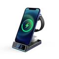 5 in 1 15W pieghevole caricabatterie wireless veloce supporto dock RGB e orologio LED iPhone Samsung Galaxy Watch