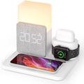 Stazione di ricarica wireless da 15 W ricarica wireless veloce e orologio digitale per Apple Watch cellulare AirPods 2 e AirPods Pro - Certificato MSDS UN38.3 RoHs