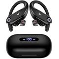 Cuffie Bluetooth Stador 100 ore di riproduzione 4 microfoni chiamate chiare 2200 mAh custodia di ricarica wireless paraorecchie impermeabili anti-sudore ideali per sport corsa allenamenti e giochi