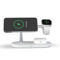 Supporto per caricabatterie wireless magnetico 5 in 1 dock di ricarica rapida Qi da 15 W e luce notturna a LED per iPhone iWatch e AirPods