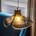 Lampe à suspension LED en verre ambré avec motif floral réglable pour loft chambre à coucher bar café bureau