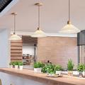 Lampe suspendue en bois de style nordique avec abat-jour en tissu plissé - Lampe à suspension simple en bois luminaire suspendu au plafond lustres îlot de cuisine salle à manger 85-265 V