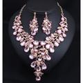Ensemble de bijoux de mariée pour femme collier et boucles d'oreilles en alliage de strass en cristal fleurs colorées pour mariages et fêtes