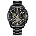Montre de sport pour hommes BINBOND en acier inoxydable doré de luxe étanche automatique avec date cadran rond mouvement à quartz japonais B4750.