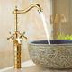 Robinet mitigeur de lavabo de salle de bain en laiton vintage à deux poignées tuyau d'eau chaude et froide robinets de lavabo hauts et courts