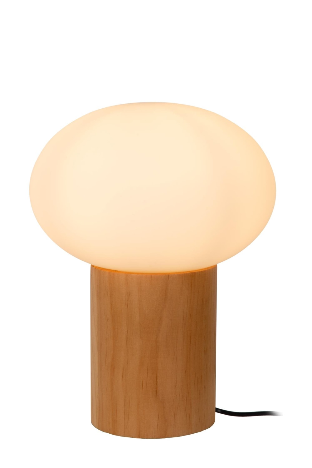 Lampe de table bois verre opalin 38 cm