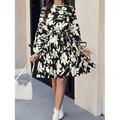 Robe à ligne A avec manches bouffantes pour femmes graphique floral longue à manches robe de fête d'anniversaire col montant été