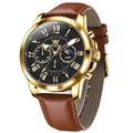Montre à quartz tendance pour homme OLEVS avec phase de lune lumineuse et étanche pour sports de plein air bracelet en cuir