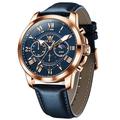 Montre à quartz tendance pour homme OLEVS avec phase de lune lumineuse et étanche pour sports de plein air bracelet en cuir
