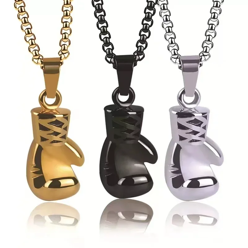 Boxing Gloves Solid Color Pendant Fashion Men Athletic Leisure Jewelry Hip Hop Necklace Street Black Boxing Gloves Necklace