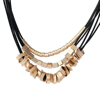 Punk Multi Layered Choker Necklace Jewelry For Women Hip Hop Geometric Metal Chunky Clavicle Chain