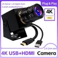 Fotocamera USB HDMI ELP 4K 30fps H.265/H.264 Webcam per PC USB con zoom ottico 4X con obiettivo varifocus manuale da 2,8-12 mm per lo streaming live