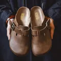 Maden Muli vintage in pelle Crazy Horse marrone Scarpe scorrevoli regolabili da uomo con pantofole