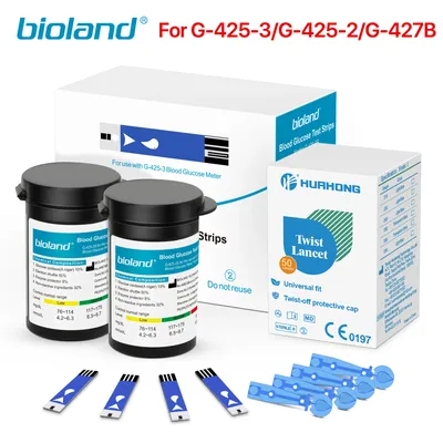 (50/100/200/300/500 pcs for G-425-2 and G-425-3) Bioland Blood Glucose Meter Sugar Test Strips and