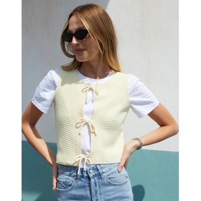 Threadbare Women's Yellow Tie Front Knitted Vest