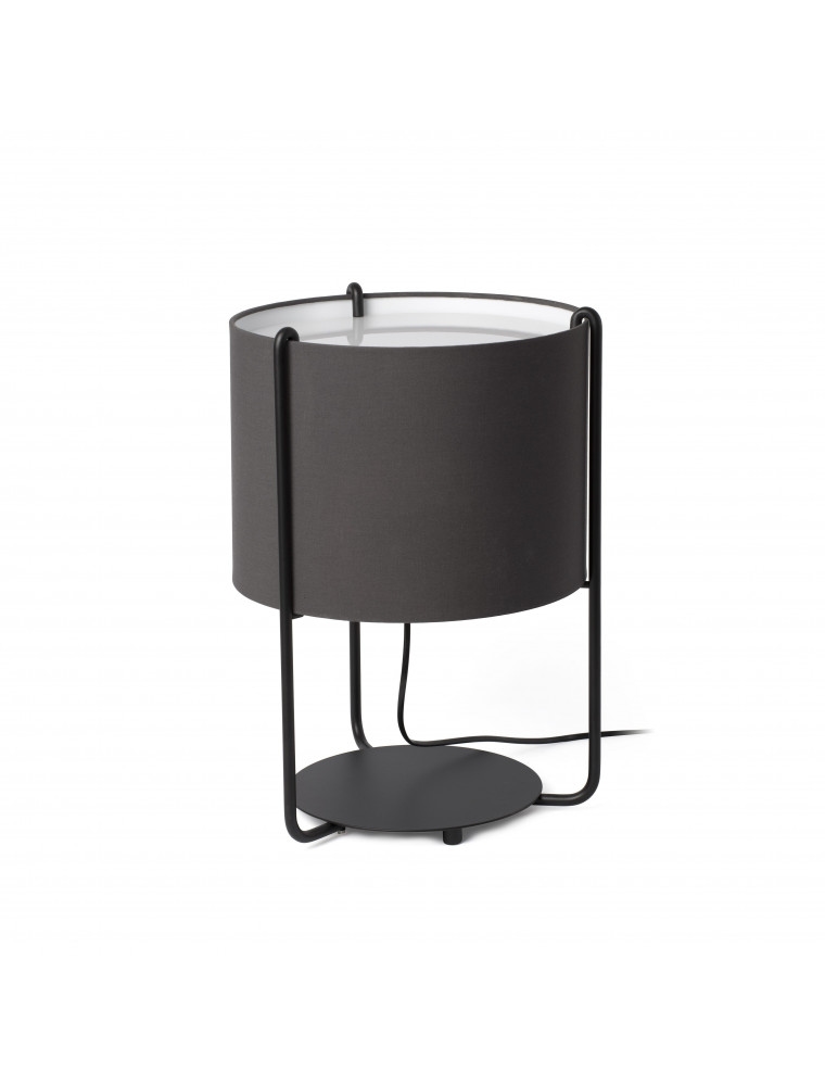 drum, tischlampe aus schwarzem metall mit schwarzem schirm, faro barcelona Image