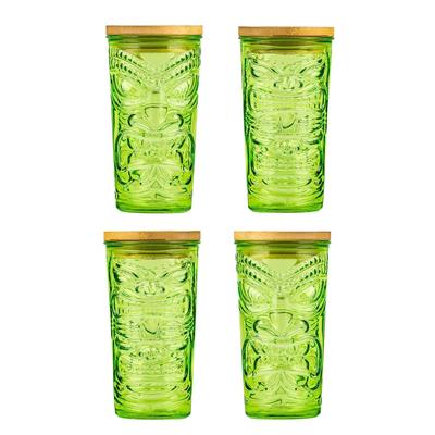 10 Strawberry Street Tiki Glass Sipper, Set of 4