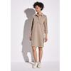 Blusenkleid STREET ONE, Damen, Gr. 40, EURO-Größen, beige (sheer beige meliert), Stoff, 73% Polyester, 24% Viskose, 3% Elasthan, unifarben, casual, comfort fit knieumspielend, V-Ausschnitt, Langarm Bündchen, Kleider, knielang