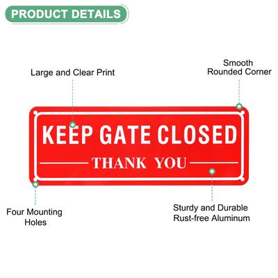 4-Pack Keep Gate Closed Thank you Sign for Home