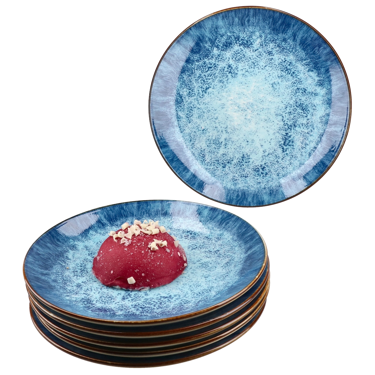 Marina 6er Set Kuchenteller Porzellan 6 Pers blaue Dessert-Teller Ozean maritim Image