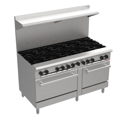 Bakemax BAS60O 60" 10 Burner Commercial Gas Range - Standard Oven, Convertible, Stainless Steel, Gas Type: NG