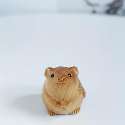 TEMU Handcrafted Wooden Mouse Figurine, , Nostalgic Home Decor, Tea Accessory, Ornament, With No Electricity Required For All , Home Decoration|nostalgic Figurine| , Statues For Home Decor Image