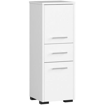 Abamihome - Stehender Badezimmerschrank akord fin Weiß 30 cm 2 Türen Schublade 3 Ebenen B30 x H85 x Image