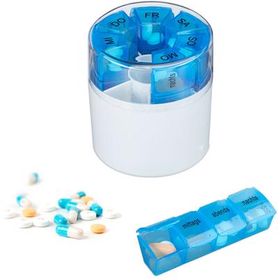Relaxdays Tablettenbox 7 Tage 4 Fächer, morgens, mittags, abends, nachts, BPA-frei, Wochenbox für Image