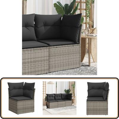 Garten-Ecksofa mit Kissen Grau Poly Rattan - Gartensofa - Ecksofa - Terrassenmöbel - Outdoor Möbel Image