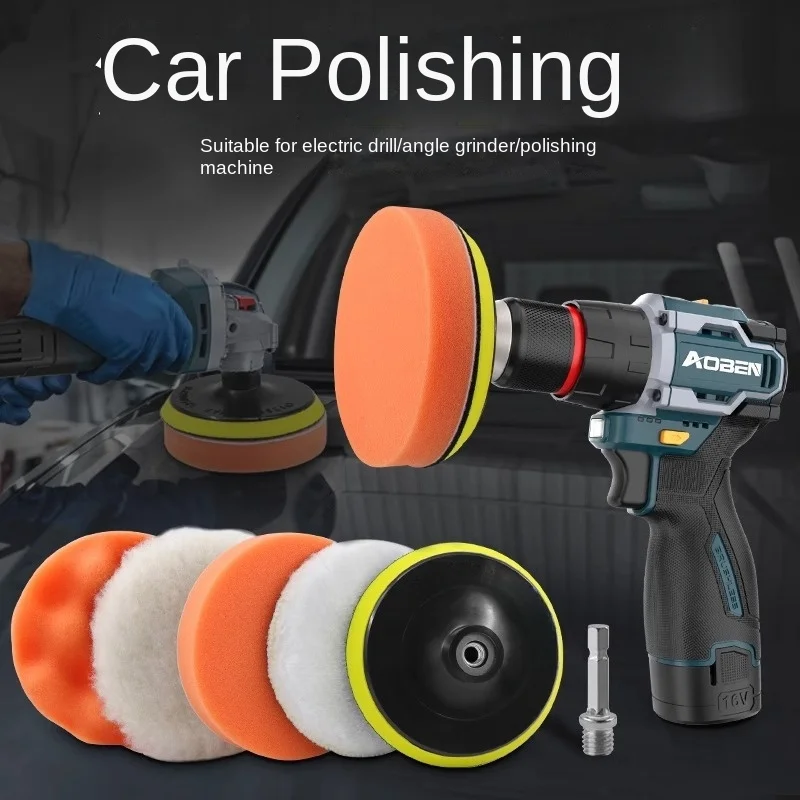 Polishing Sponge Plate Set Imitation Plush Waxing Angle Grinding Cleaning Sponge Wheel Car Beauty Set Electric Drill Polishing