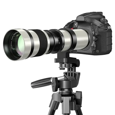 420-800mm F8.3 Manual Telephoto Zoom Lens White + T-Mount Adapter for Canon Nikon Z Sony E Fujifilm X Pentax M43 Camera