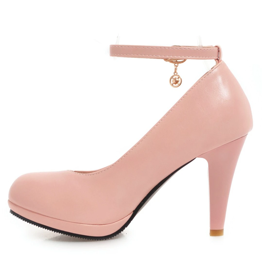 Mode High Heels Schuhe Frau Elegante Ankle Straps Rosa Weiß frauen Mit Hohen Absätzen Pumps Büro Hochzeit Party Schuhe Damen Große größe