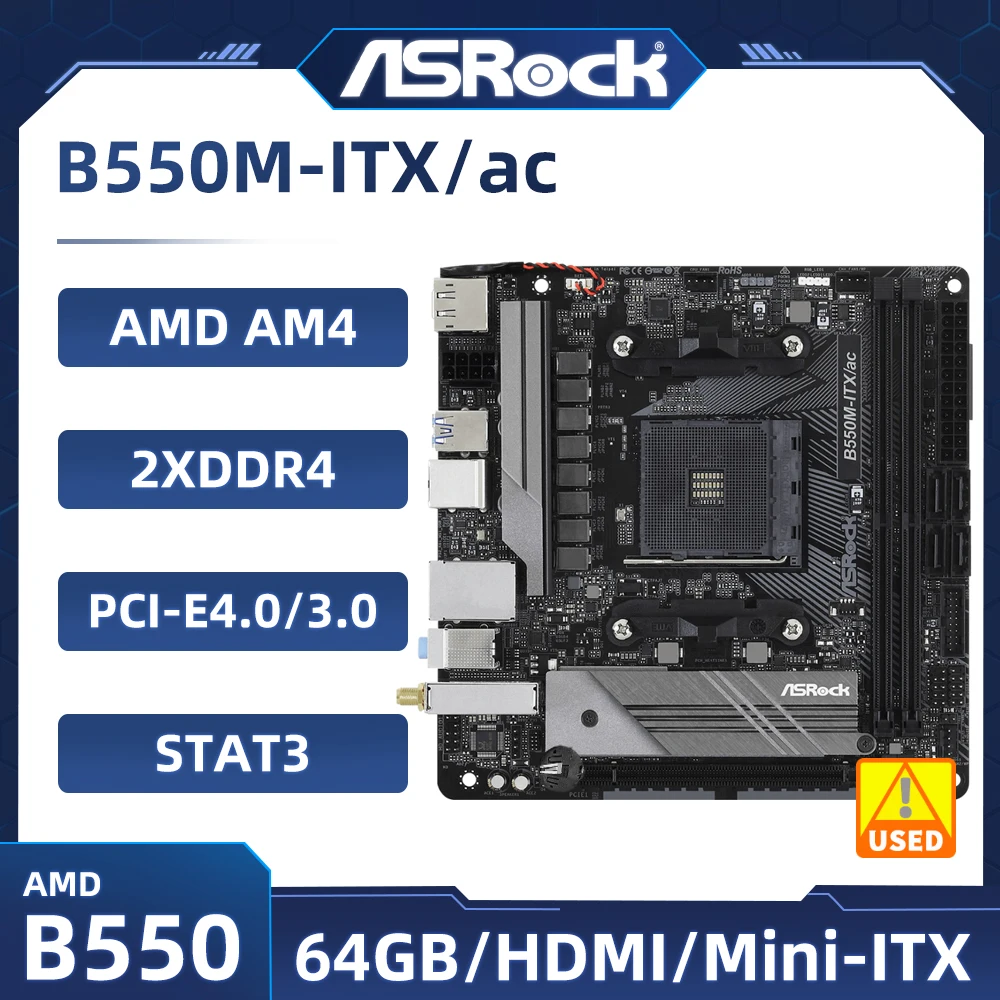 B550 Motherboard ASROCK B550M-ITX/ac Motherboard AM4 unterstützt Yzen 9 5900X 5600 4600G 3200G 3600 5700 CPU M.2 Mini-ITX DDR4 64 GB Image