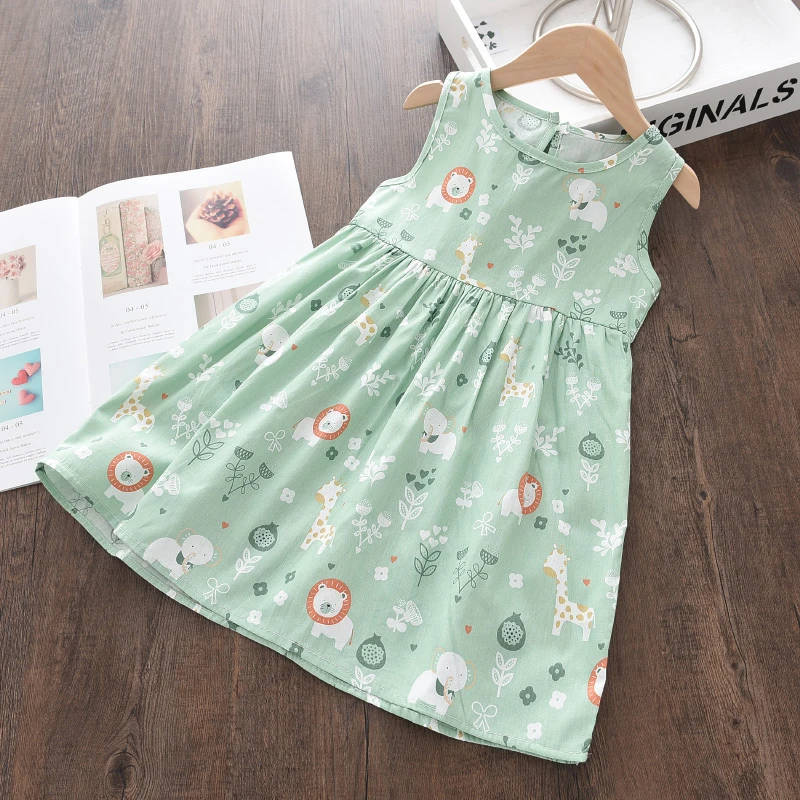 Bären führer Mädchen Sommer ärmelloses Kleid neue Mode lässig Prinzessin Kostüme Kinder Baby Blumen lässig Vestidos für 2-7 Jahre Image