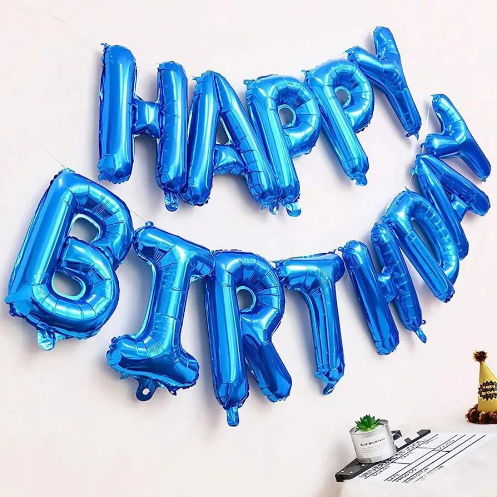 13 teile/satz Alles Gute Zum Geburtstag Dekoration Luftballons Blau Rosa Brief Folien Ballons Geburtstag Party Dekorationen Globos Anniversaire Balony Image