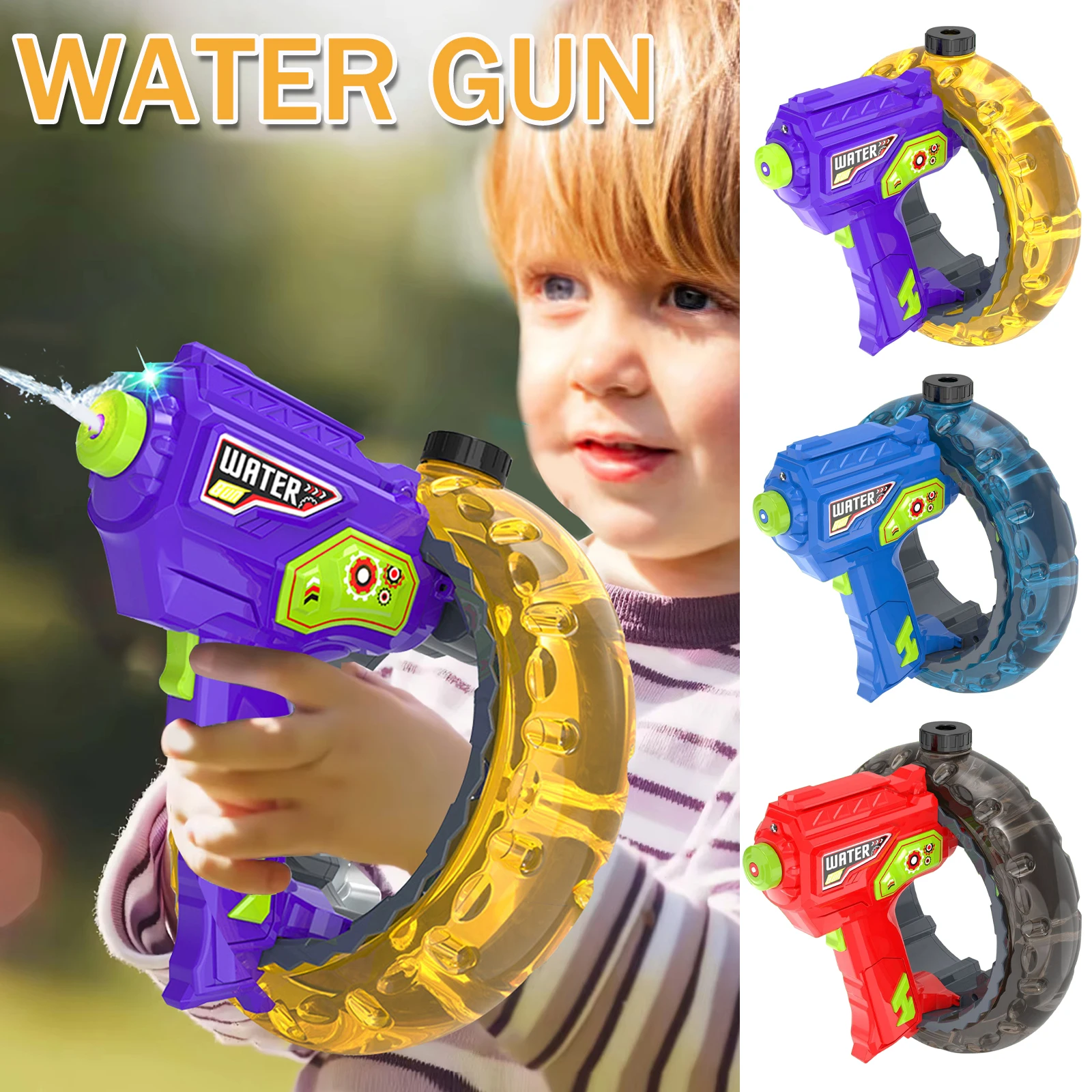 Wasserpistole mit hoher Kapazität für Kinder und Erwachsene, mit LED, Sommer-Poolspielzeug, leicht, Wasserkampf mit großer Reichweite für Schwimmbad, Strand